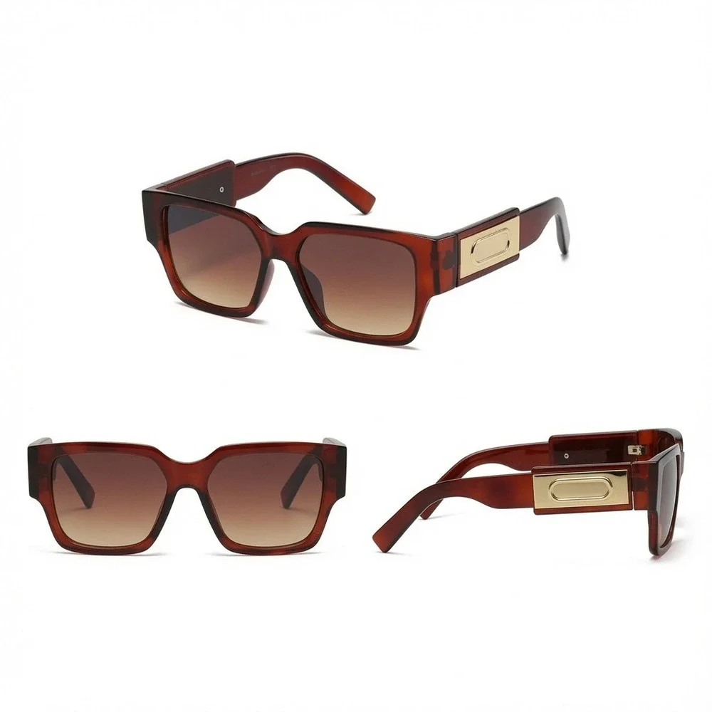 Mens Square Sunglasses Dark Brown Lens Outdoor UV400 Protection‎ Classy Shades
